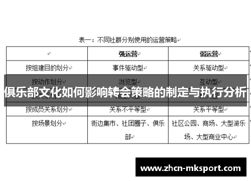 俱乐部文化如何影响转会策略的制定与执行分析